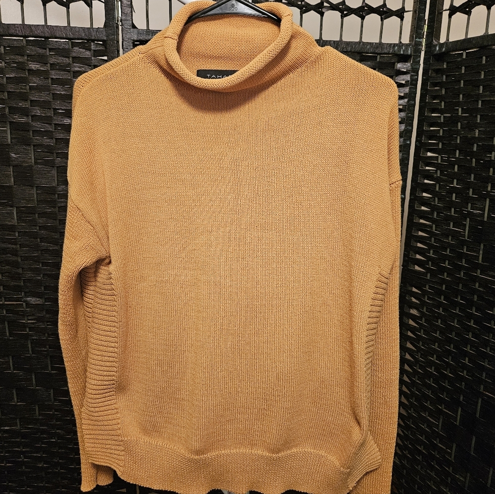 Tahari Mustard Faux Turtleneck Sweater